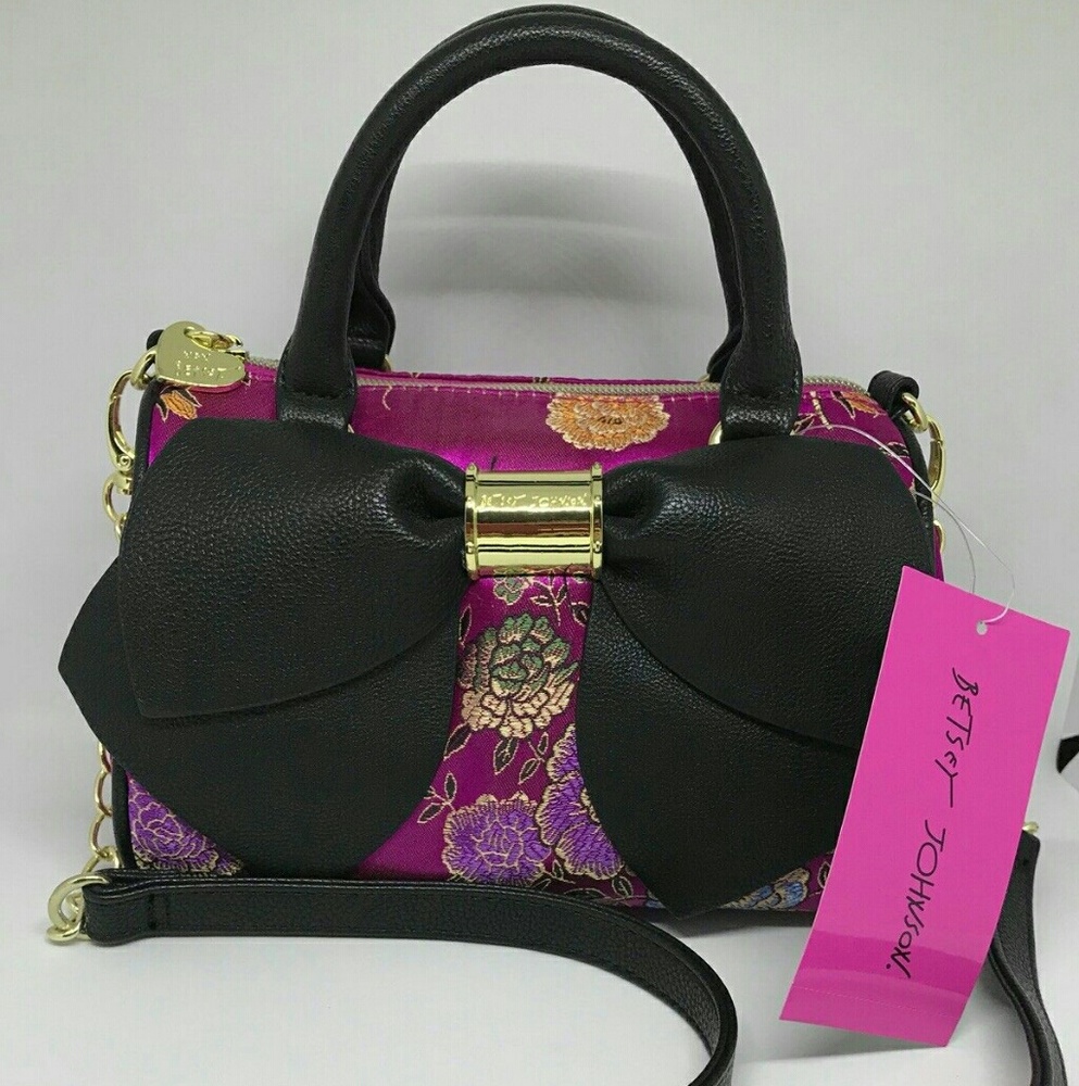 Betsey Johnson Bag Fuschia BOW Handbag Satchel 